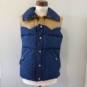Gerry vintage men's blue/tan western down puffer vest, S